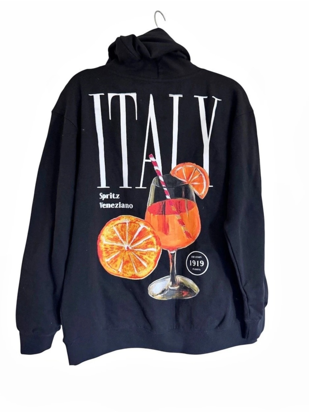 Strange Daze Italy Spritz Veneziano Graphic Hoodie Black Large Aperol Cocktail